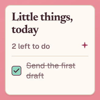 Small Quick Checklist widget with the list title, task count and first task.