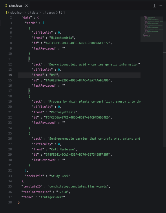 Same document as JSON in VS Code